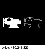 Vice Jaw vise Repair clamp tool icon outline set white color vector illustration flat style simple image. Стоковая иллюстрация, агентство Ingram Publishing / Фотобанк Лори