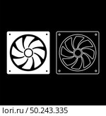 Fan for computer processor Cooler CPU cooling system Ventilator icon outline set white color vector illustration flat style simple image. Стоковая иллюстрация, агентство Ingram Publishing / Фотобанк Лори