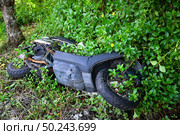 The wreck of a motorcycle. Стоковое фото, агентство Ingram Publishing / Фотобанк Лори