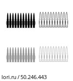 Bullets in row belt Machine gun cartridges Bandoleer War concept icon outline set black grey color vector illustration flat style simple image. Bullets in row belt Machine gun cartridges Bandoleer War concept icon outline set black grey color vector illustration flat style image. Стоковая иллюстрация, агентство Ingram Publishing / Фотобанк Лори