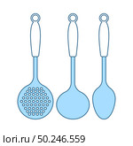Ladle Set Icon. Thin Line With Blue Fill Design. Vector Illustration. Стоковая иллюстрация, агентство Ingram Publishing / Фотобанк Лори