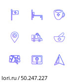 flag, medical , bed,  cup , navigation , ambulance, health , bowl , hospital , location , arrow,  direction ,icon, vector, design,  flat,  collection, style, creative,  icons . Стоковая иллюстрация, агентство Ingram Publishing / Фотобанк Лори