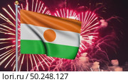 AI Generative The national flag of the independence of the state of Niger, background of fireworks. Стоковое AI-видео, аниматор Spirit River / Фотобанк Лори