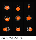 weather , sports , climate , golft , sun , ball , golf, bat , shot , summer , snow , clouds , rain , hills , cart , cabby , pin , shoot , icon, vector, design,  flat,  collection, style, creative,  icons. Стоковая иллюстрация, агентство Ingram Publishing / Фотобанк Лори