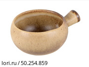 Rustic clay pot isolated on white background. Стоковое фото, агентство Ingram Publishing / Фотобанк Лори