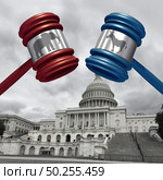 Impeachment trial and impeaching the american president as congress and law in the United States with 3D illustration elements. Стоковое фото, агентство Ingram Publishing / Фотобанк Лори