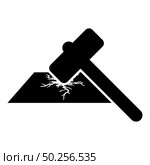Sledge hammer breaks hard surface with formation of strong cracks icon black color vector illustration flat style simple image. Sledge hammer breaks hard surface with formation of strong cracks icon black color vector illustration flat style image. Стоковая иллюстрация, агентство Ingram Publishing / Фотобанк Лори