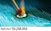 Economy and disease as an economic pandemic fear and coronavirus fears or virus Outbreak and Stock market selling as a sick financial health and business recession concept with 3D illustration elements. Стоковое фото, агентство Ingram Publishing / Фотобанк Лори