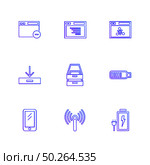 battery , wifi , network , infrared , signals , web , user interface , usb , battery cells , mobile , uploading , downloading , internet , icon, vector, design,  flat,  collection, style, creative,  icons. Стоковая иллюстрация, агентство Ingram Publishing / Фотобанк Лори
