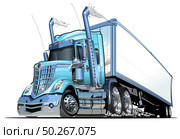 Cartoon cargo semi truck isolated on white background. Стоковая иллюстрация, иллюстратор Александр Володин / Фотобанк Лори