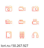 Camera ,  recorder , capture , click , photography , photograph , image , tv , video , microphone , speaker , icon, vector, design,  flat,  collection, style, creative,  icons. Стоковая иллюстрация, агентство Ingram Publishing / Фотобанк Лори