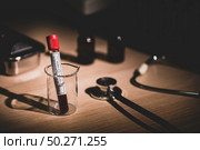 COVID-19 test and laboratory sample of blood testing for diagnosis new Corona virus infection(novel corona virus disease 2019)from Wuhan with laboratory background. Pandemic infectious concept. Стоковое фото, агентство Ingram Publishing / Фотобанк Лори