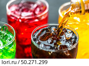 Colorful soda drinks macro shot. Стоковое фото, агентство Ingram Publishing / Фотобанк Лори