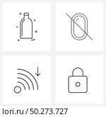 Set of 4 Simple Line Icons of sports, connection, bottle, graphic, wife Vector Illustration. Стоковая иллюстрация, агентство Ingram Publishing / Фотобанк Лори