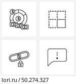Isolated Symbols Set of 4 Simple Line Icons of dollar, gdpr chain, coin, cell, security Vector Illustration. Стоковая иллюстрация, агентство Ingram Publishing / Фотобанк Лори