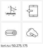 Line Icon Set of 4 Modern Symbols of sports; slider; flag; direction; toggle Vector Illustration. Стоковая иллюстрация, агентство Ingram Publishing / Фотобанк Лори