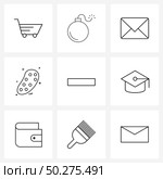 Set of 9 Modern Line Icons of education, minus, letter, less, germ s Vector Illustration. Стоковая иллюстрация, агентство Ingram Publishing / Фотобанк Лори
