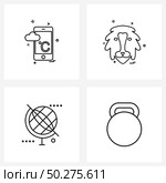4 Universal Line Icons for Web and Mobile temp; coordinates; lion; forest; globe Vector Illustration. Стоковая иллюстрация, агентство Ingram Publishing / Фотобанк Лори