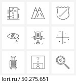 Isolated Symbols Set of 9 Simple Line Icons of chair, chair, security, weeping, eye Vector Illustration. Стоковая иллюстрация, агентство Ingram Publishing / Фотобанк Лори