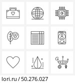 Set of 9 Universal Line Icons of file format, download, ic, document, nature Vector Illustration. Стоковая иллюстрация, агентство Ingram Publishing / Фотобанк Лори