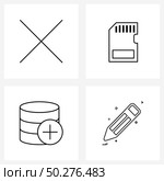 Set of 4 Simple Line Icons of cancel; coins; card; ds card; pen Vector Illustration. Стоковая иллюстрация, агентство Ingram Publishing / Фотобанк Лори