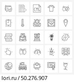 Mobile UI Line Icon Set of 25 Modern Pictograms of camera, shirt, readable, shopping, t Vector Illustration. Стоковая иллюстрация, агентство Ingram Publishing / Фотобанк Лори