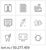 Set of 9 Modern Line Icons of medical, delivery, business, online, order cancel Vector Illustration. Стоковая иллюстрация, агентство Ingram Publishing / Фотобанк Лори