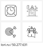 Mobile UI Line Icon Set of 4 Modern Pictograms of clock, focus, minutes, lighter, garments Vector Illustration. Стоковая иллюстрация, агентство Ingram Publishing / Фотобанк Лори