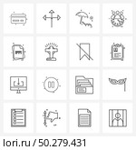 Set of 16 UI Icons and symbols for file type, file, umbrella, team, group Vector Illustration. Стоковая иллюстрация, агентство Ingram Publishing / Фотобанк Лори