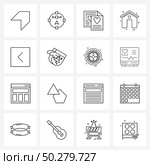 Stock Vector Icon Set of 16 Line Symbols for winters gloves, chevron, lady, arrow, home Vector Illustration. Стоковая иллюстрация, агентство Ingram Publishing / Фотобанк Лори