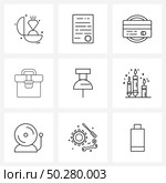 9 Universal Line Icons for Web and Mobile tack, essential, card, basic, marketing Vector Illustration. Стоковая иллюстрация, агентство Ingram Publishing / Фотобанк Лори