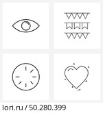 Simple Set of 4 Line Icons such as eye, hour, bunting, year, progress Vector Illustration. Стоковая иллюстрация, агентство Ingram Publishing / Фотобанк Лори