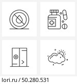 Set of 4 Line Icon Signs and Symbols of drop, user, water, tablet, cloud Vector Illustration. Стоковая иллюстрация, агентство Ingram Publishing / Фотобанк Лори