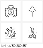 UI Set of 4 Basic Line Icons of briefcase, settings, finance, arrow, call Vector Illustration. Стоковая иллюстрация, агентство Ingram Publishing / Фотобанк Лори