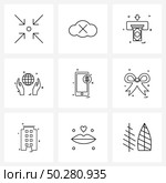 Simple Set of 9 Line Icons such as money, smart phone, printer, earth, world Vector Illustration. Стоковая иллюстрация, агентство Ingram Publishing / Фотобанк Лори