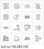 16 Universal Icons Pixel Perfect Symbols of desktop, traffic light, server, traffic, interdiction Vector Illustration. Стоковая иллюстрация, агентство Ingram Publishing / Фотобанк Лори