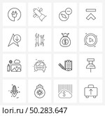 16 Editable Vector Line Icons and Modern Symbols of music, media, communication, eject, navigation Vector Illustration. Стоковая иллюстрация, агентство Ingram Publishing / Фотобанк Лори
