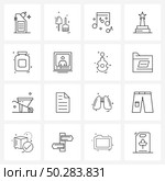 Line Icon Set of 16 Modern Symbols of health, medical, notes, statuette, reward Vector Illustration. Стоковая иллюстрация, агентство Ingram Publishing / Фотобанк Лори
