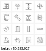 16 Universal Icons Pixel Perfect Symbols of castle, fellowship, signals, coordination, collaboration Vector Illustration. Стоковая иллюстрация, агентство Ingram Publishing / Фотобанк Лори