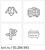 Set of 4 Modern Line Icons of shirt, gateway, garments, money, path Vector Illustration. Стоковая иллюстрация, агентство Ingram Publishing / Фотобанк Лори
