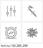 Set of 4 UI Icons and symbols for control, circular, Christmas, candy, compasses Vector Illustration. Стоковая иллюстрация, агентство Ingram Publishing / Фотобанк Лори