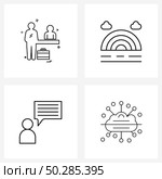 Mobile UI Line Icon Set of 4 Modern Pictograms of airport, user, airport reception, weather, data Vector Illustration. Стоковая иллюстрация, агентство Ingram Publishing / Фотобанк Лори