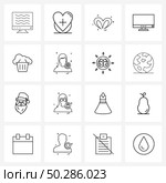 Pixel Perfect Set of 16 Vector Line Icons such as avatar, cloud computing, gift, cloud buying, screen Vector Illustration. Стоковая иллюстрация, агентство Ingram Publishing / Фотобанк Лори