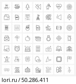 Modern Vector Line Illustration of 49 Simple Line Icons of tooth, media, garden, backward, arrow Vector Illustration. Стоковая иллюстрация, агентство Ingram Publishing / Фотобанк Лори