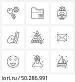 Simple Set of 9 Line Icons such as balls racked, eggs, computer, egg, bacon Vector Illustration. Стоковая иллюстрация, агентство Ingram Publishing / Фотобанк Лори