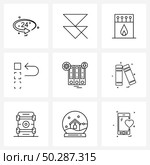 Set of 9 Line Icon Signs and Symbols of gear, arrow, disable, top, move Vector Illustration. Стоковая иллюстрация, агентство Ingram Publishing / Фотобанк Лори