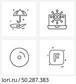 4 Universal Line Icon Pixel Perfect Symbols of umbrella, music, medical, banking, alp abates Vector Illustration. Стоковая иллюстрация, агентство Ingram Publishing / Фотобанк Лори