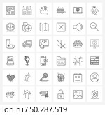 Set of 36 Universal Line Icons of fruits, globe, sea, internet, boundaries Vector Illustration. Стоковая иллюстрация, агентство Ingram Publishing / Фотобанк Лори