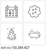 4 Editable Vector Line Icons and Modern Symbols of date, Christmas, egg, food, folder Vector Illustration. Стоковая иллюстрация, агентство Ingram Publishing / Фотобанк Лори