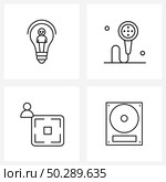 Set of 4 Universal Line Icons of idea, edit, education, restroom, selection Vector Illustration. Стоковая иллюстрация, агентство Ingram Publishing / Фотобанк Лори
